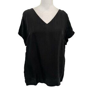 ALLSAINTS Cold Shoulder Crepe Japanese Cloth Short Sleeve Blouse Tee Black sz 4